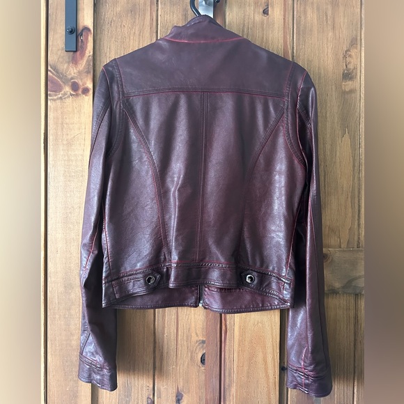 Burgundy Faux leather jacket - Picture 2 of 4